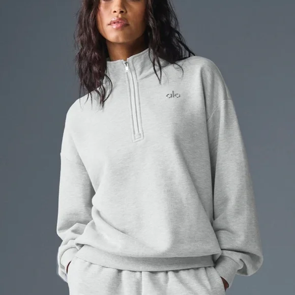 ALO accloade 1/4 zip pullover - heather gray NWT sz M - Picture 4 of 10